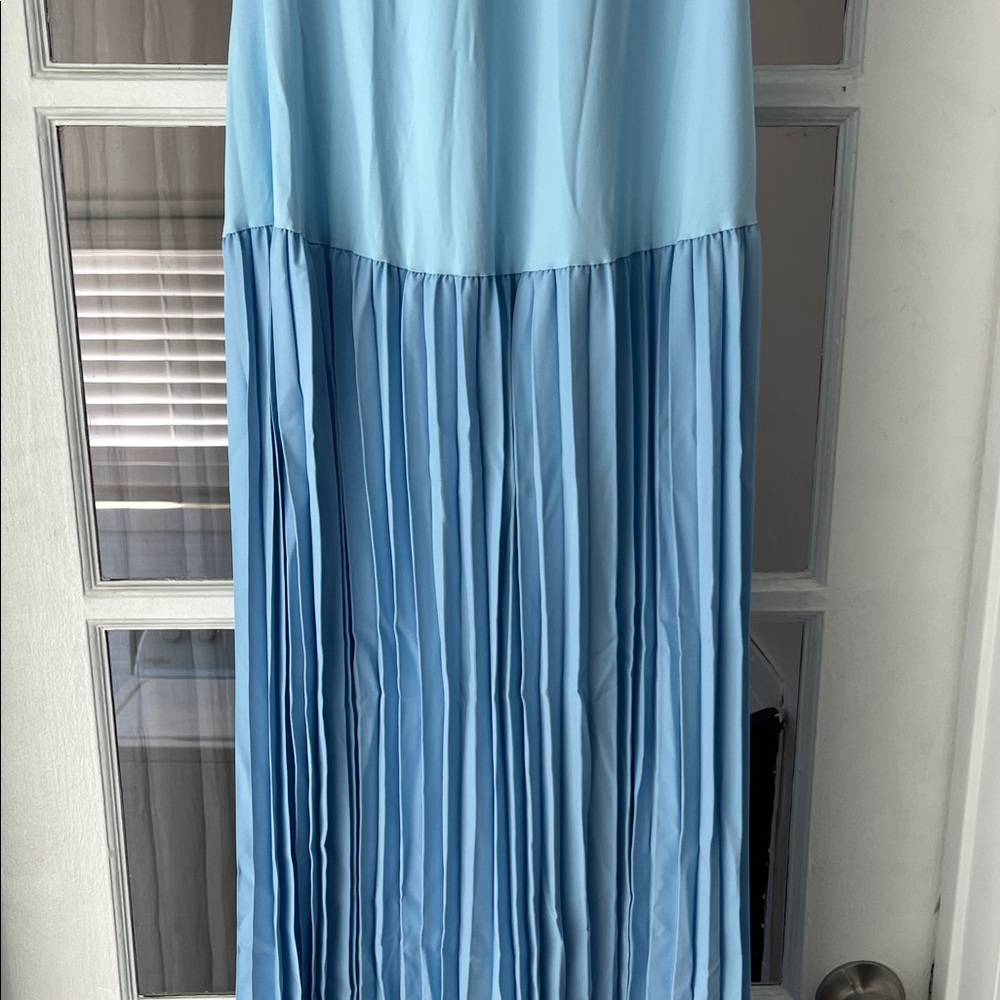 Light Blue Off-Shoulder Maternity Maxi Dress - Picture 6 of 6